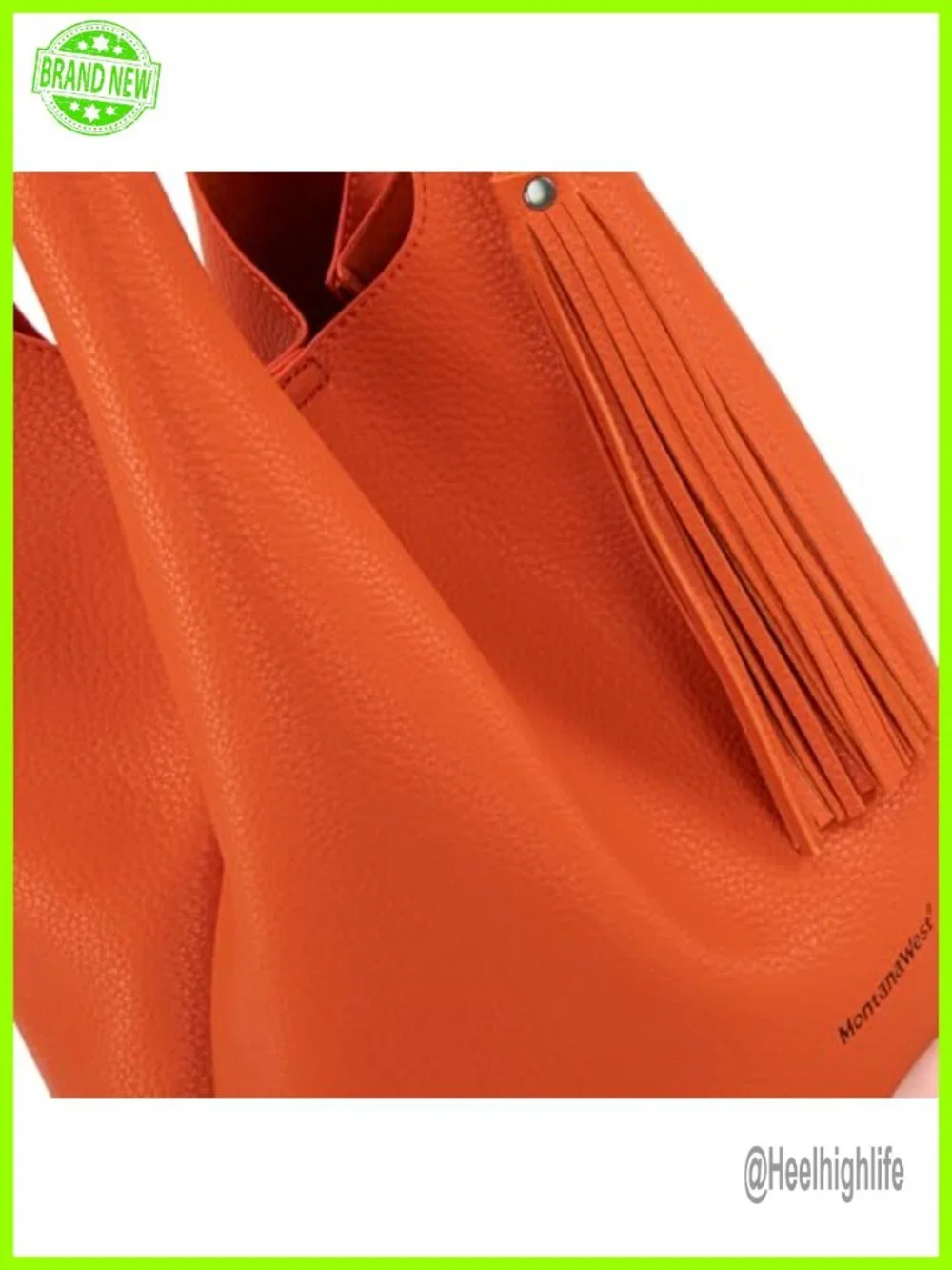 Hobo Bag Set with Tassels Faux Leather Slouchy Shoulder Bag and Cosmetic Pouch